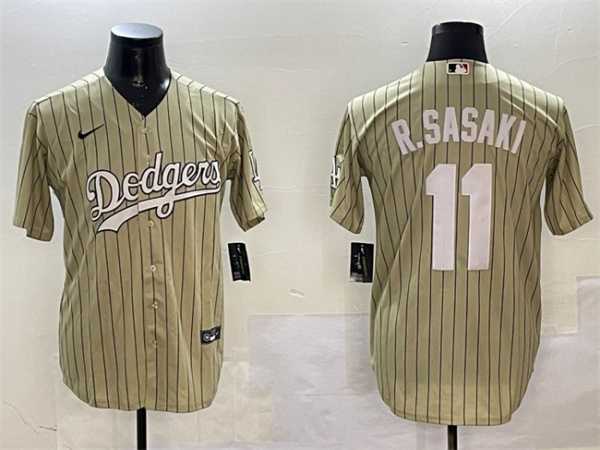 Men%27s Los Angeles Dodgers #11 Roki Sasaki Cream Cool Base Stitched Jersey->los angeles dodgers->MLB Jersey